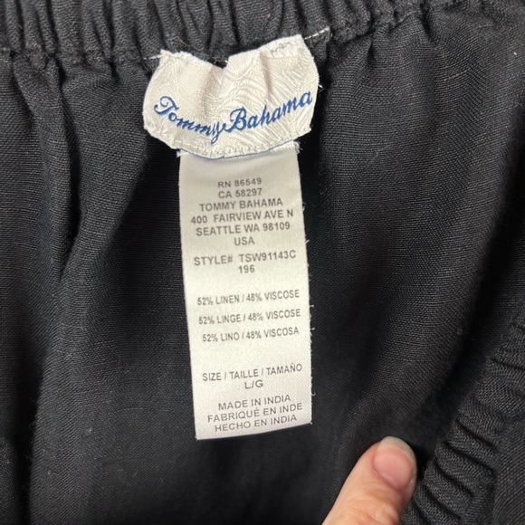 Tommy Bahama Black Ruffled Off-Shoulder Linen Blend Jumpsuit Sz L *see below - Picture 9 of 13